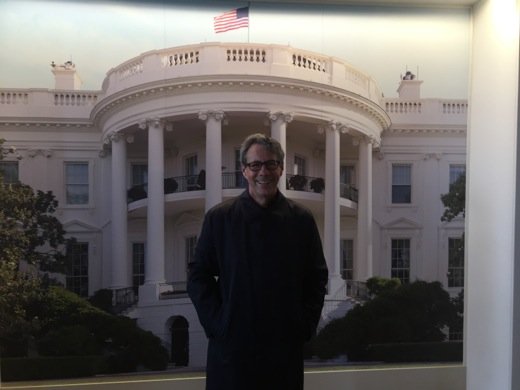 While in Washington I stopped by the White House to see the President... but missed him. (This is in front of a mural).